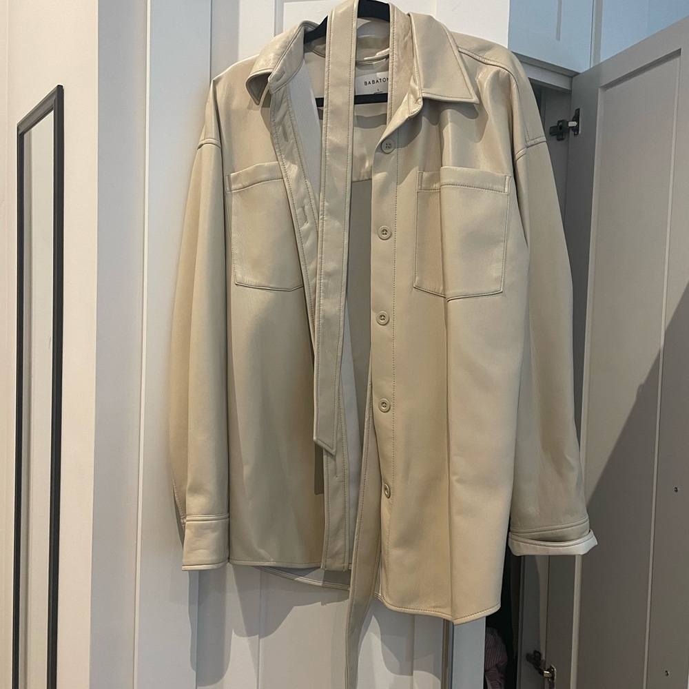 Babaton Cream Leather Jacket